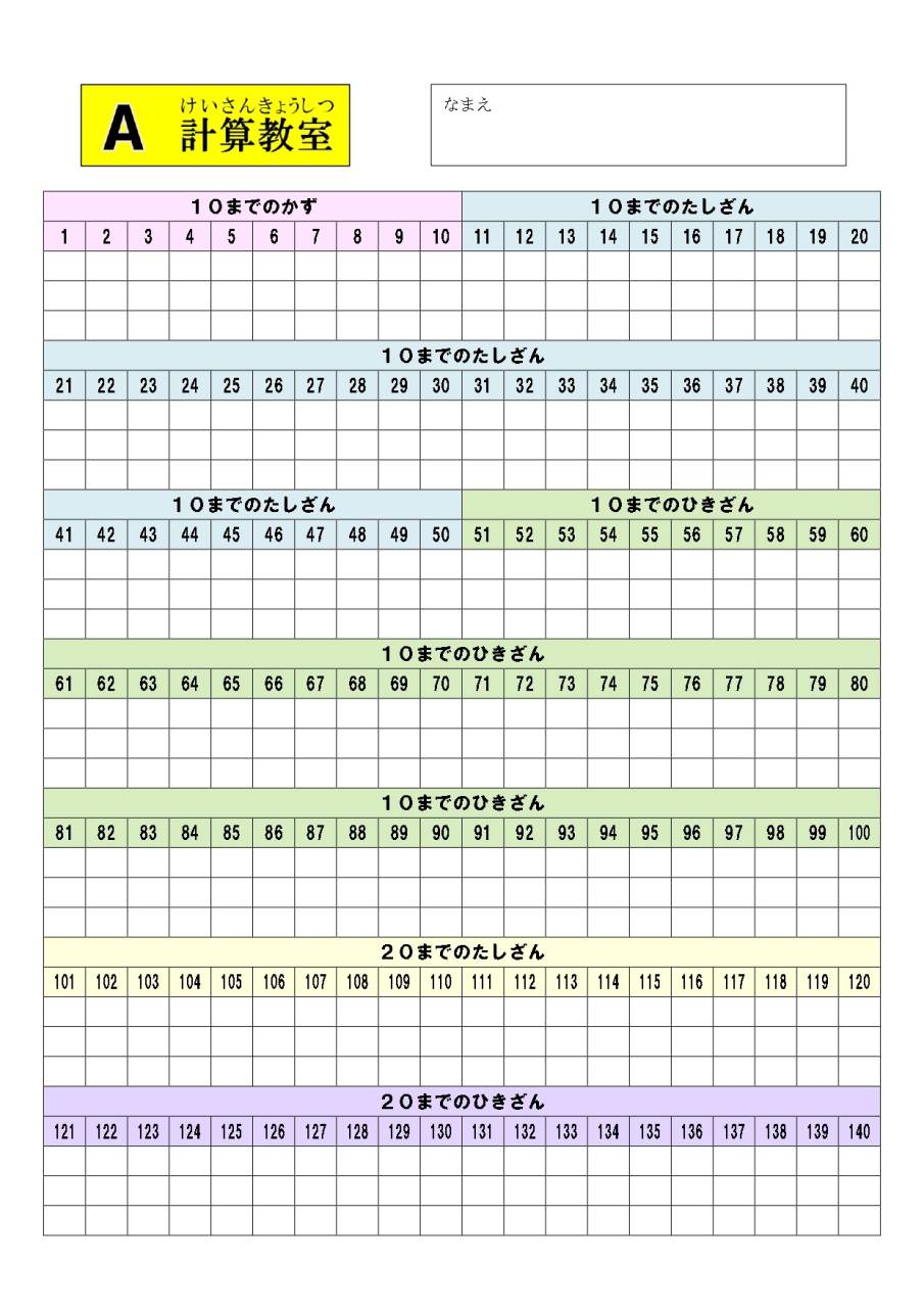 小学１年生：WASEI計算プリント1-100／300